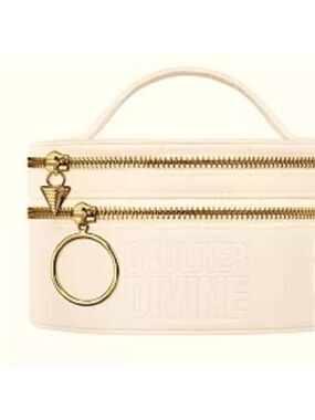 Gaultier Divine Vanity Case Pouch Cosmetic Bag Cream Golden New Authentic